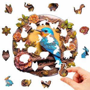 Dřevěné Puzzle Modrý Ptáček (3)