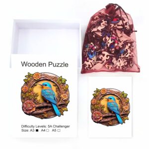 Dřevěné Puzzle Modrý Ptáček (4)