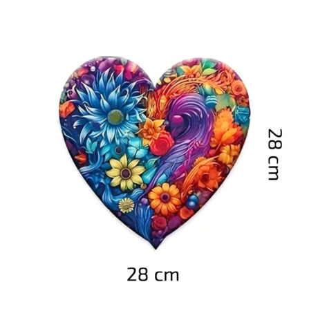 Dřevěné Puzzle Srdce Z Květin (1)