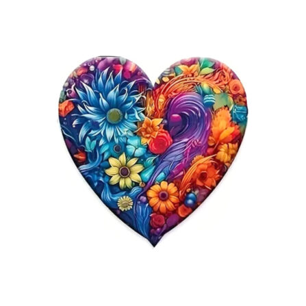Dřevěné Puzzle Srdce Z Květin (2)