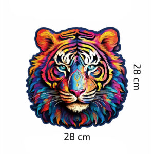 Detail balení pro Tygří dřevěné puzzle s nápisem kousek po kousku srdcem tvořené