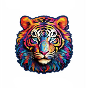 Dekorace na zeď Barevné Dřevěné puzzle Tygr v mandala stylu je ideální dárek pro milovníky zvířat