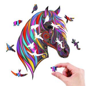 Dřevěné Puzzle Barevný Kůň (1)