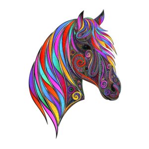 Dřevěné Puzzle Barevný Kůň (3)