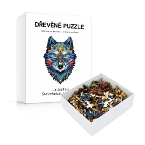 Drevene puzzle s vlkem idealni darek a dekorace na zed 3