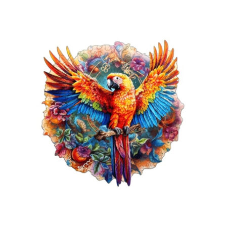 Dřevěné Puzzle Velký Papoušek (4)