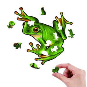 Dřevěné Puzzle Zelená žába (2)