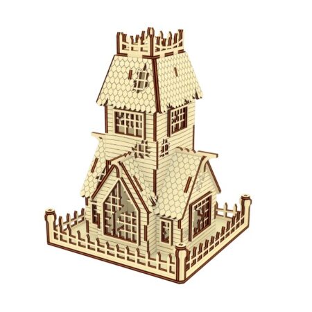 Dřevěné 3d Puzzle Model Strašidelný Opuštěný Dům (3)