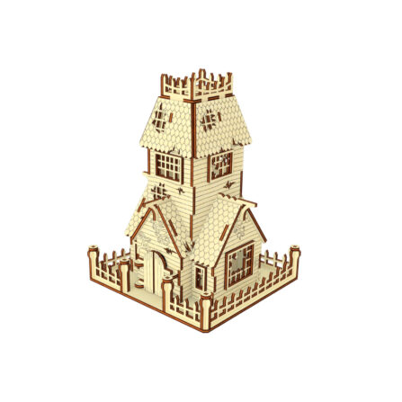 Dřevěné 3d Puzzle Model Strašidelný Opuštěný Dům (4)