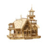 Mechanické Dřevěné 3d Puzzle Vila S Led Světlem (7)
