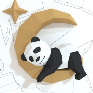 Papírový 3d Model Panda Na Měsíci (2)