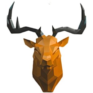 Papírový 3d Model Hlavy Jelena Na Zeď (1)