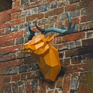 Papírový 3d Model Hlavy Jelena Na Zeď (4)