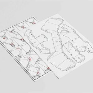 Papírový Skládací 3d Model Hlavy Jelena, černá (3)