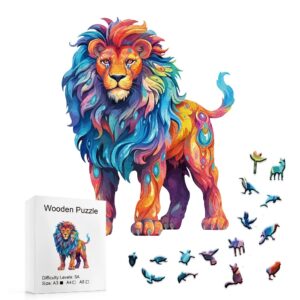 Dřevěné Puzzle Barevný Lev (7)