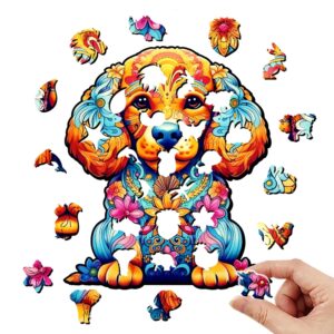 Dřevěné Puzzle Kytičkové štěně (5)