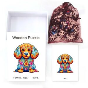 Dřevěné Puzzle Kytičkové štěně (6)