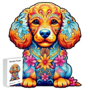 Dřevěné Puzzle Kytičkové štěně (7)
