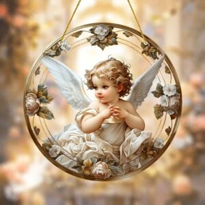 Lapač Slunce Anděl Vitrážová Závěsná Dekorace