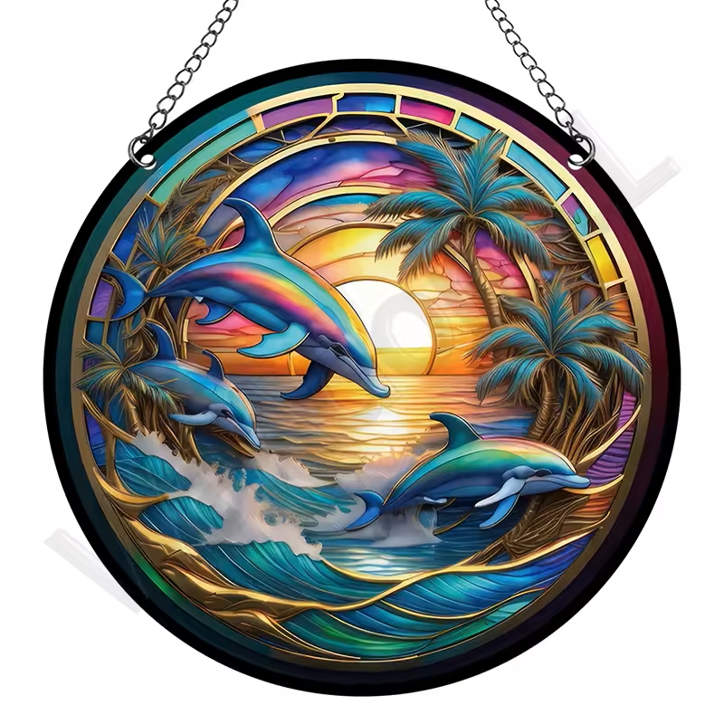 Lapač Slunce Delfíni Akrylátová Závěsná Dekorace