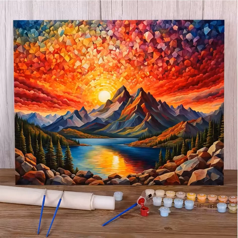 Jezero Pod Horou Malování Podle čísel Diy Malování
