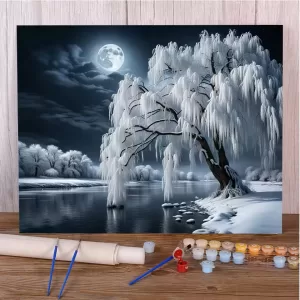 Zimní Strom Malování Podle čísel Diy Malování