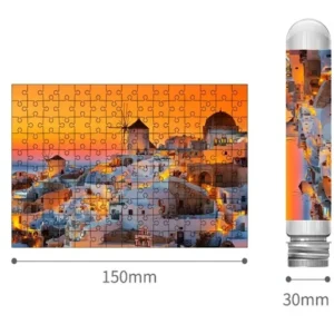 Mini Puzzle Ve Zkumavce Santorini Při Západu Slunce (1)