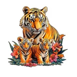 Dřevěné Puzzle Tygřice S Mláďaty (1)