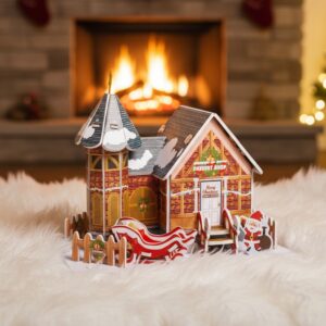 Originální vánoční dekorace domku Vánoční 3D puzzle cukrárna Kreativní dárek k Vánocům
