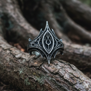 Gotický prsten temné oko otevřený vintage amulet