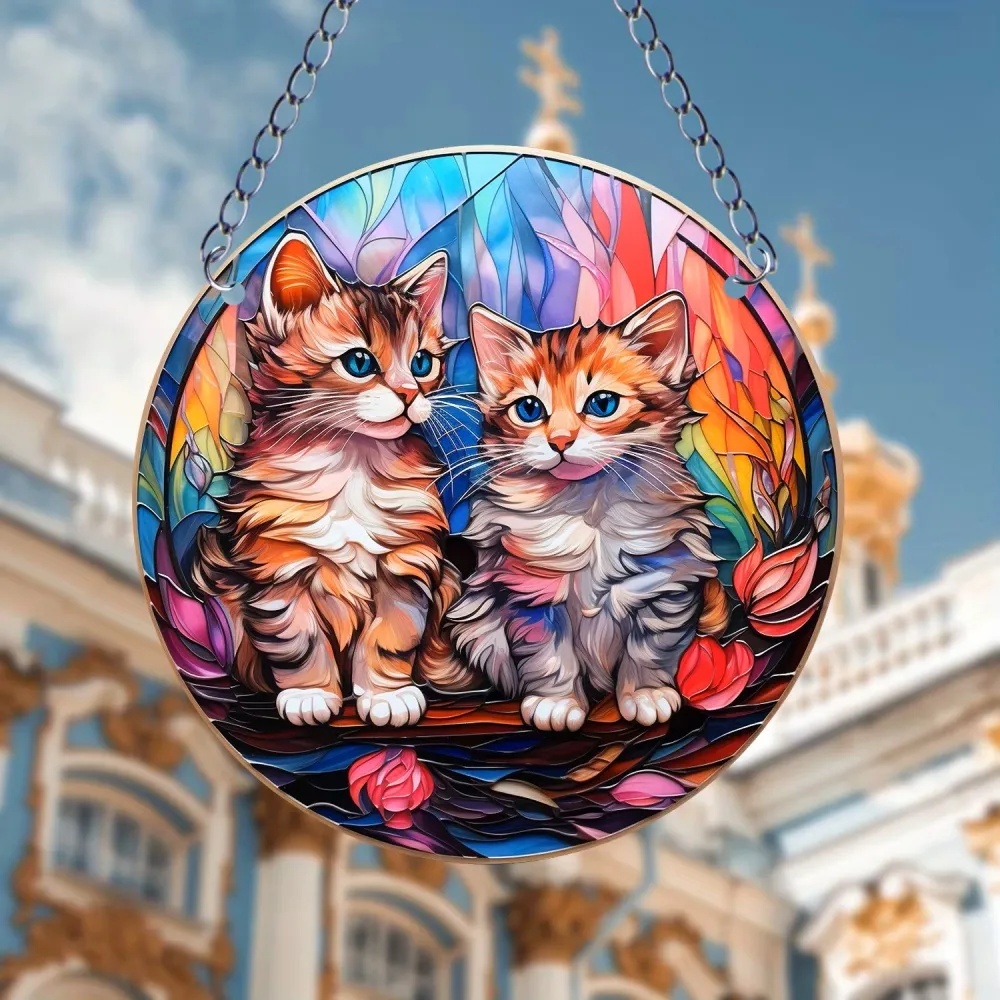 Dvě Koťata Závěsná Dekorace, Vitráž